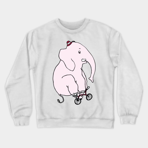 Elephant on a Bike Crewneck Sweatshirt by orio concepts